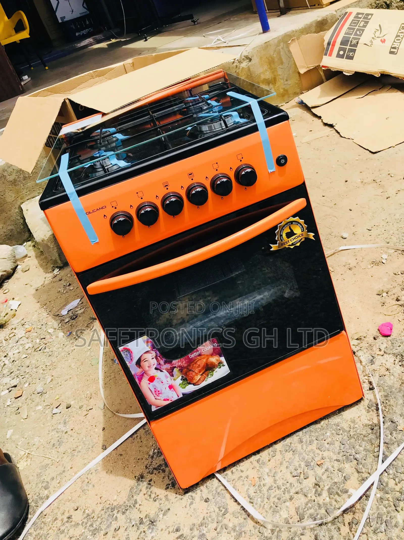 Quality Neat Volcano Orange 4gas Burner 50x50 Oven Grill