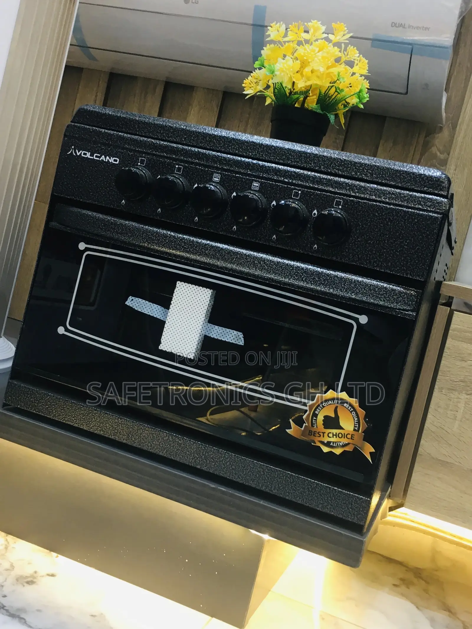 Black Mini Gas Cooker Oven Grill 50x50 Volcano 4 Burner 