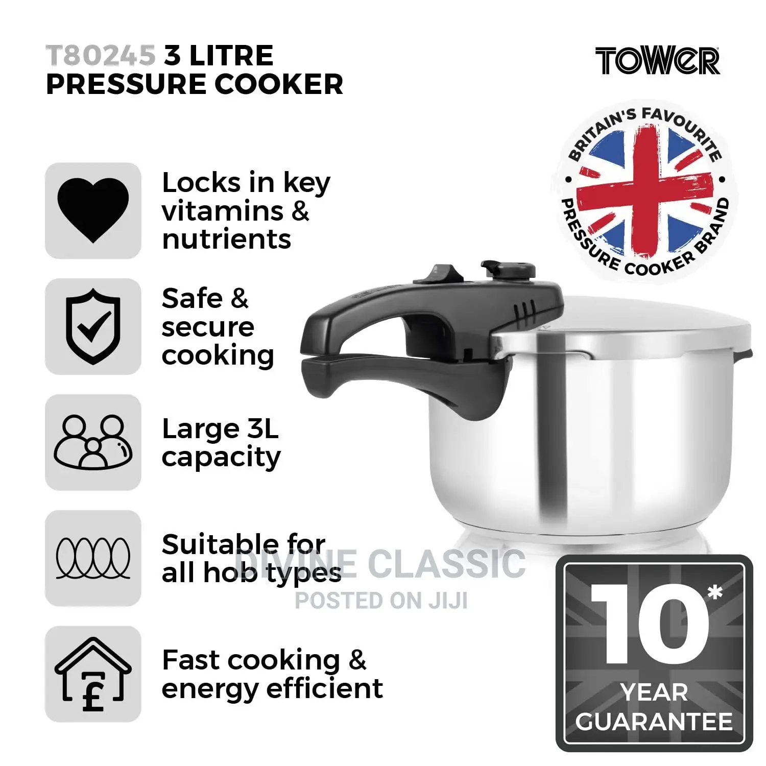 3lit Tower Stainless Steel Pressure Cooker 3lit