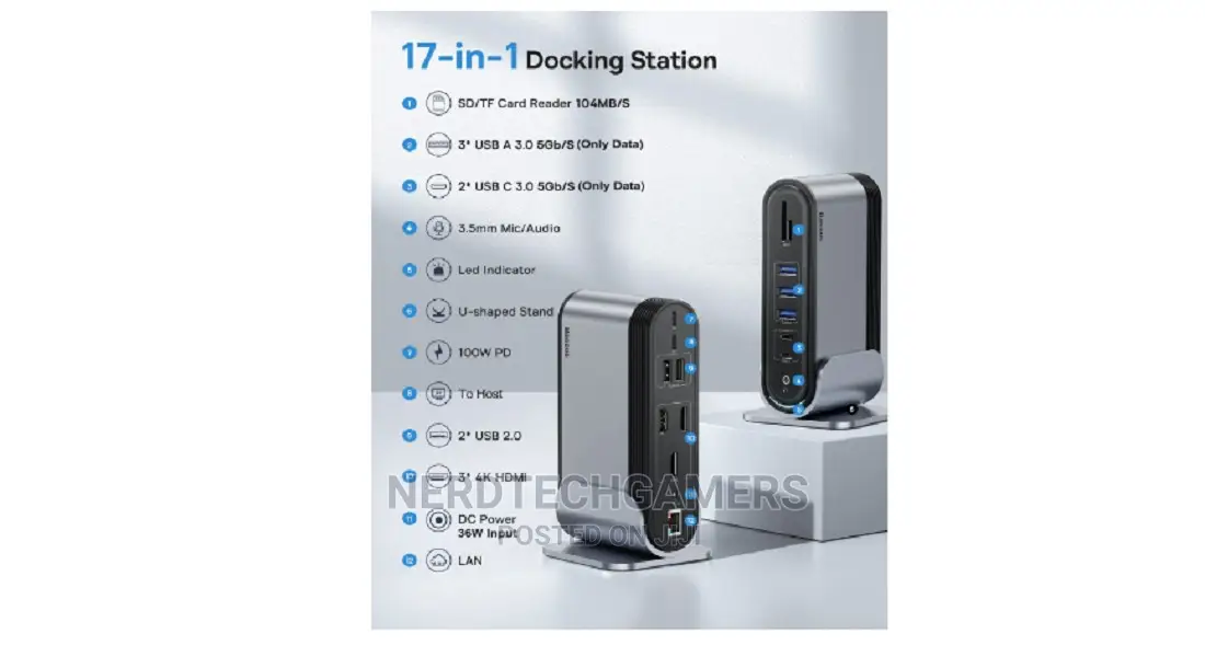 Baseus 17-in-1 USB C Docking Station to Cast on 3 Monitors