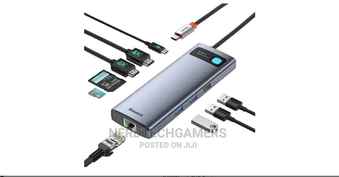 Baseus Laptop Docking Station Dual Monitor, 9 In 1 Usb C Hub