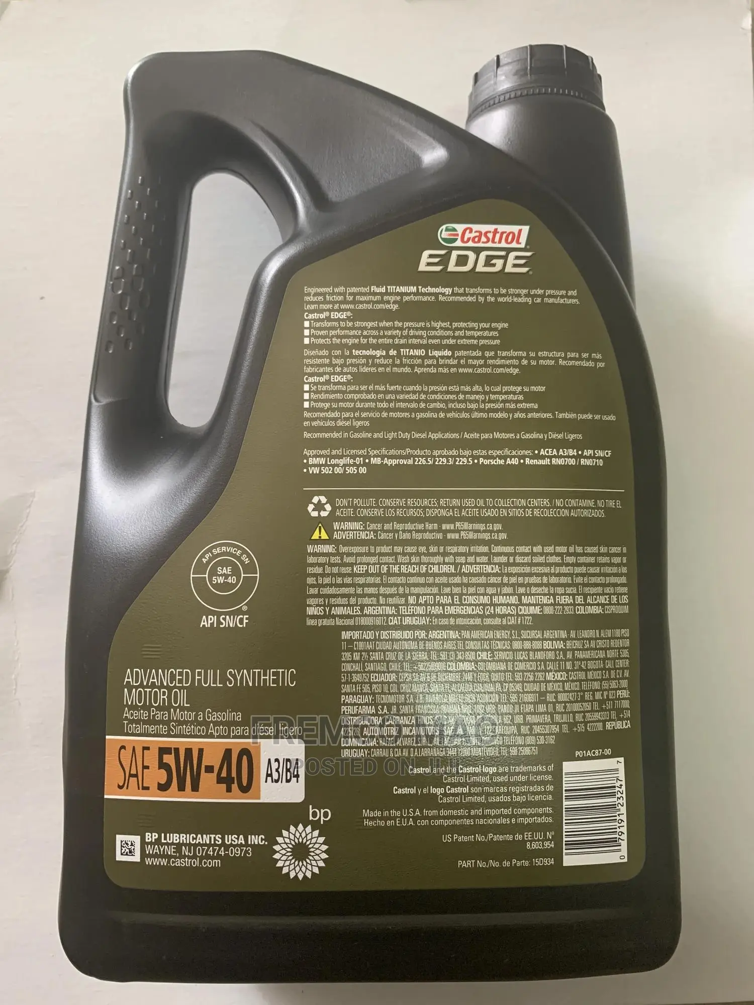Castrol EDGE Advanced Full Synthetic Oil - 5w-40