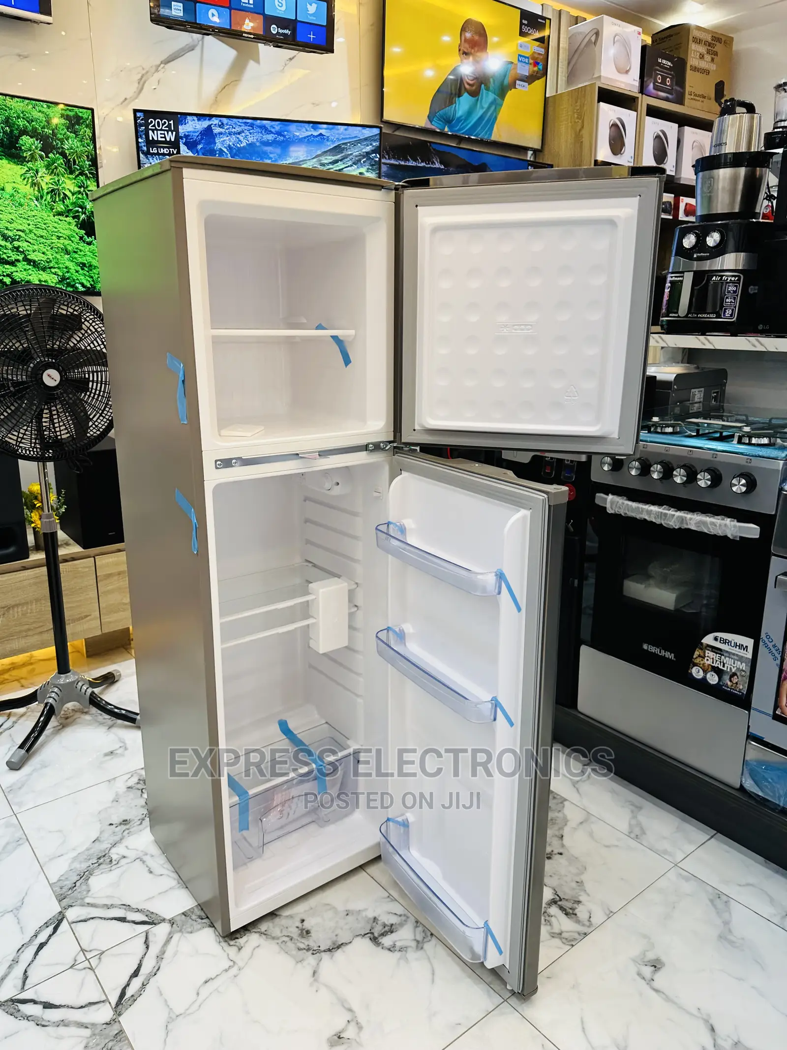 Dark Grey Top  Freezer Pearl PCF-270 Double Door Fridge