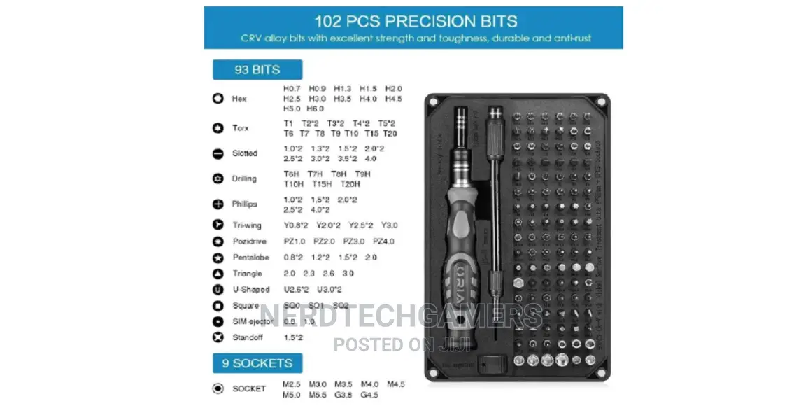 Precision Screwdriver Set 106 In 1 With 102 Bits