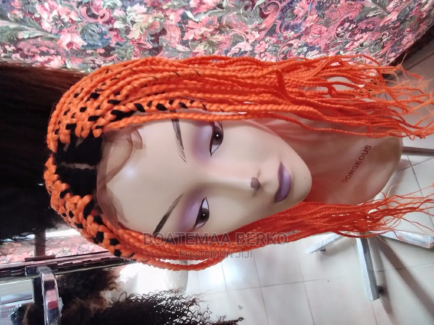 Orange Coloured Rasta Braided Wig