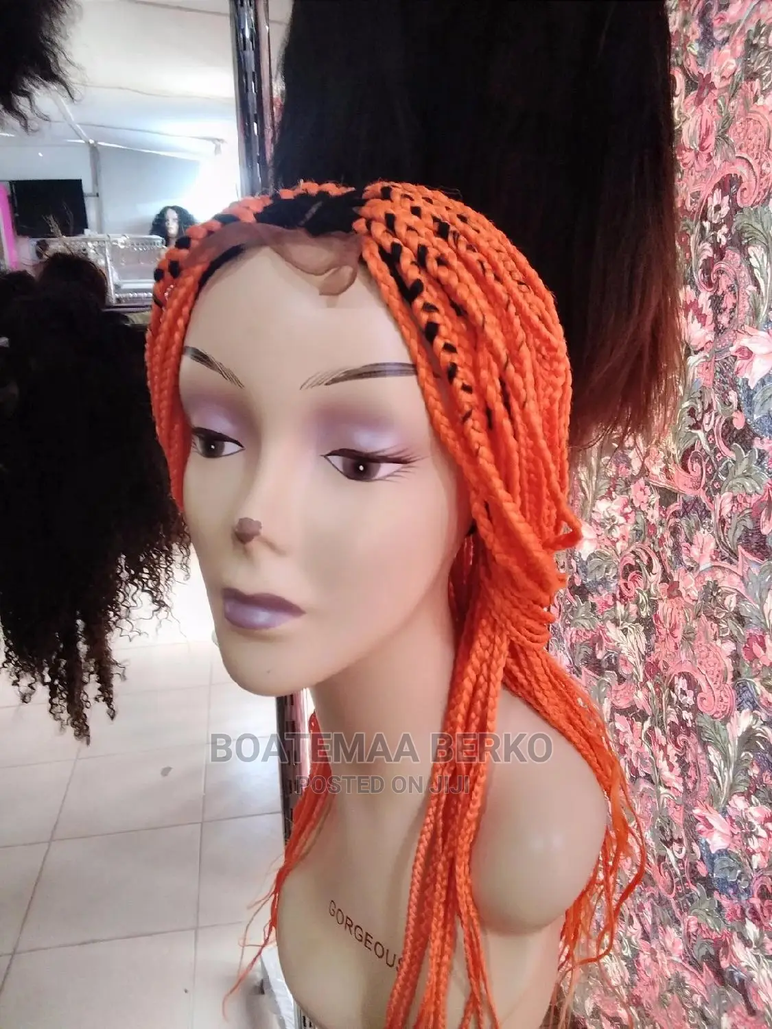 Orange Coloured Rasta Braided Wig