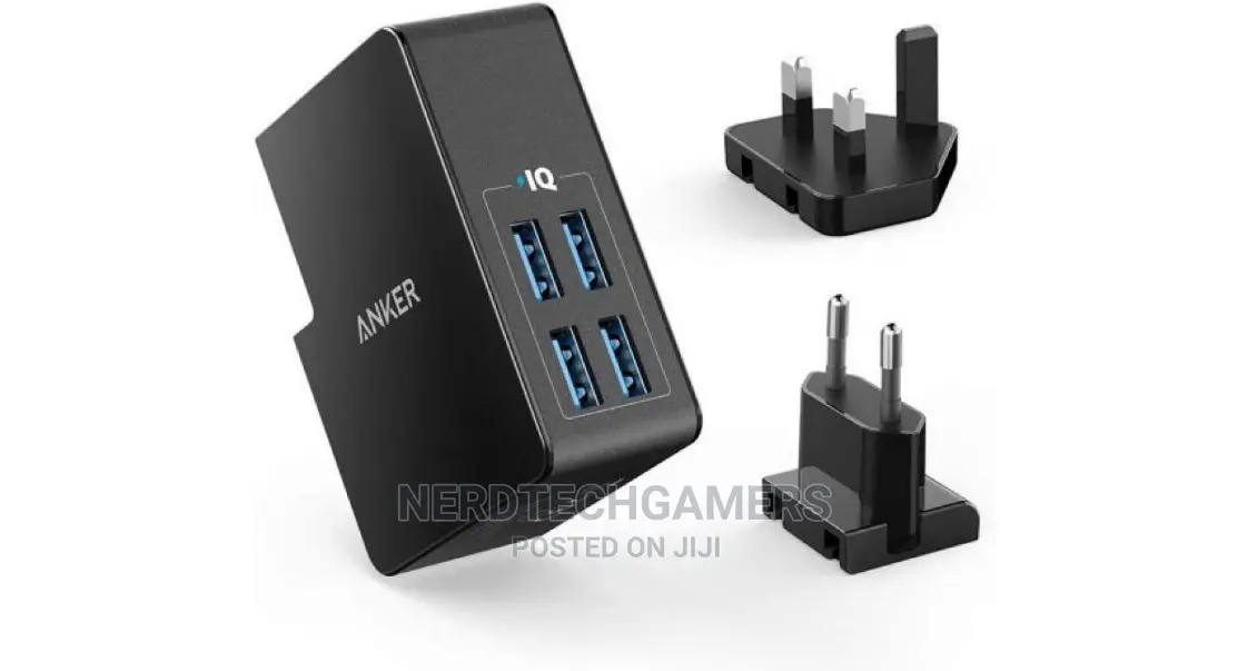 Anker Powerport 4 Lite Interchangeable EU And UK Plugs – Bla