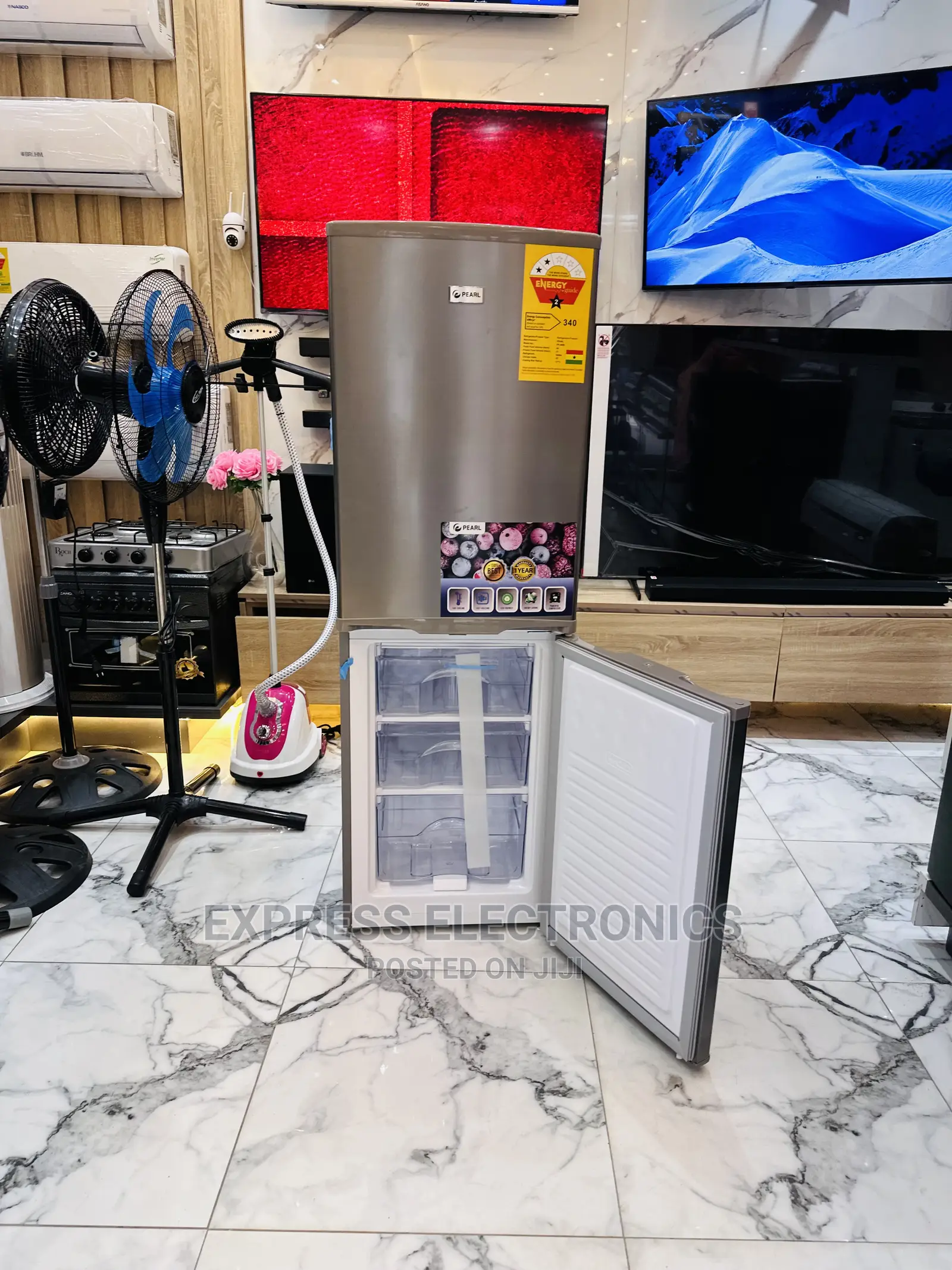 Adorable  New Double Door Fridge Grey Pearl 140L 200B