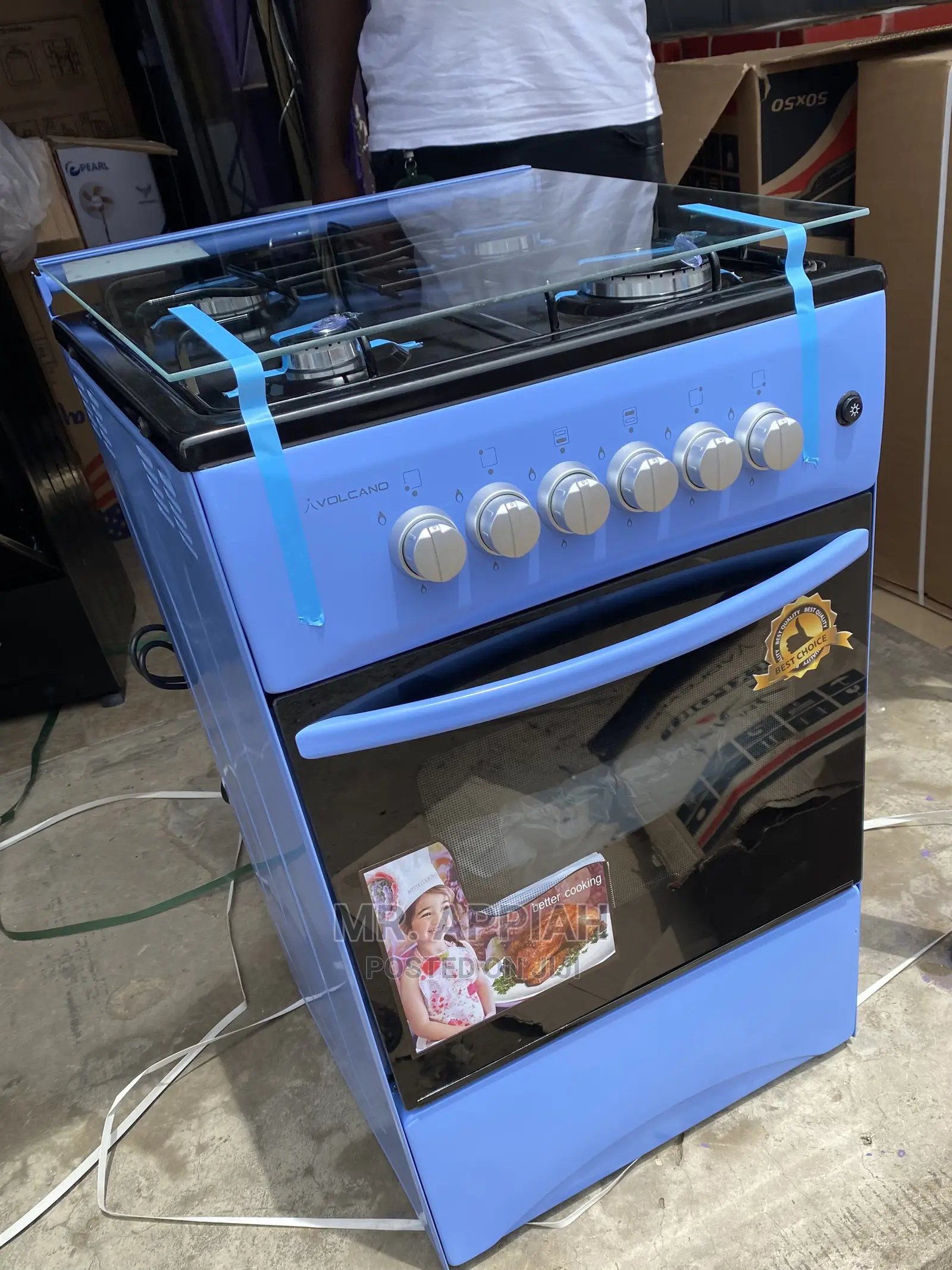 Reliable 50x50 Volcano Gas Cooker(4 Burner)With Oven,Blue.