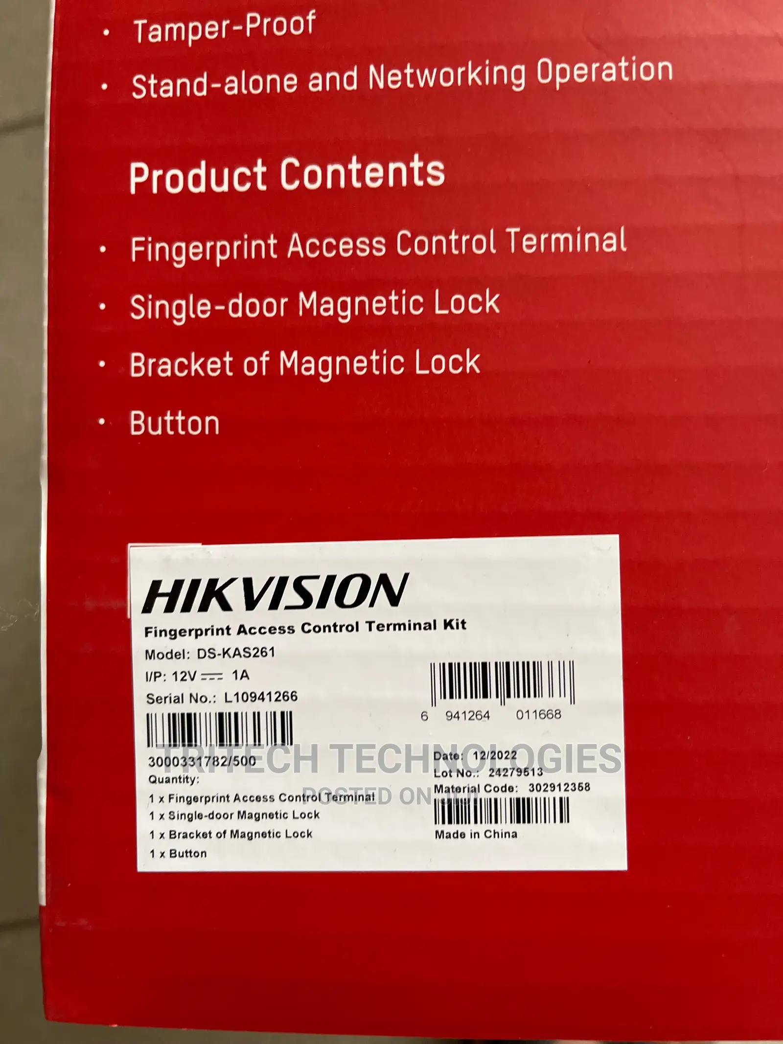 Hikvision Ds-kas261 Fingerprint Terminal KIT