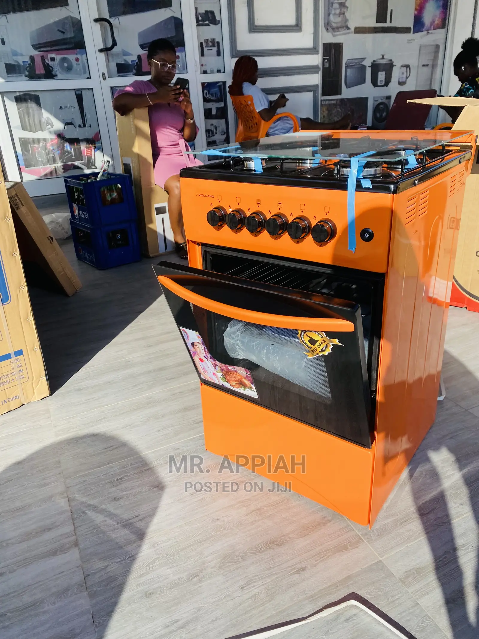 High Quality 50x50 Volcano 4gas Burner+Oven N Grill(Orange)