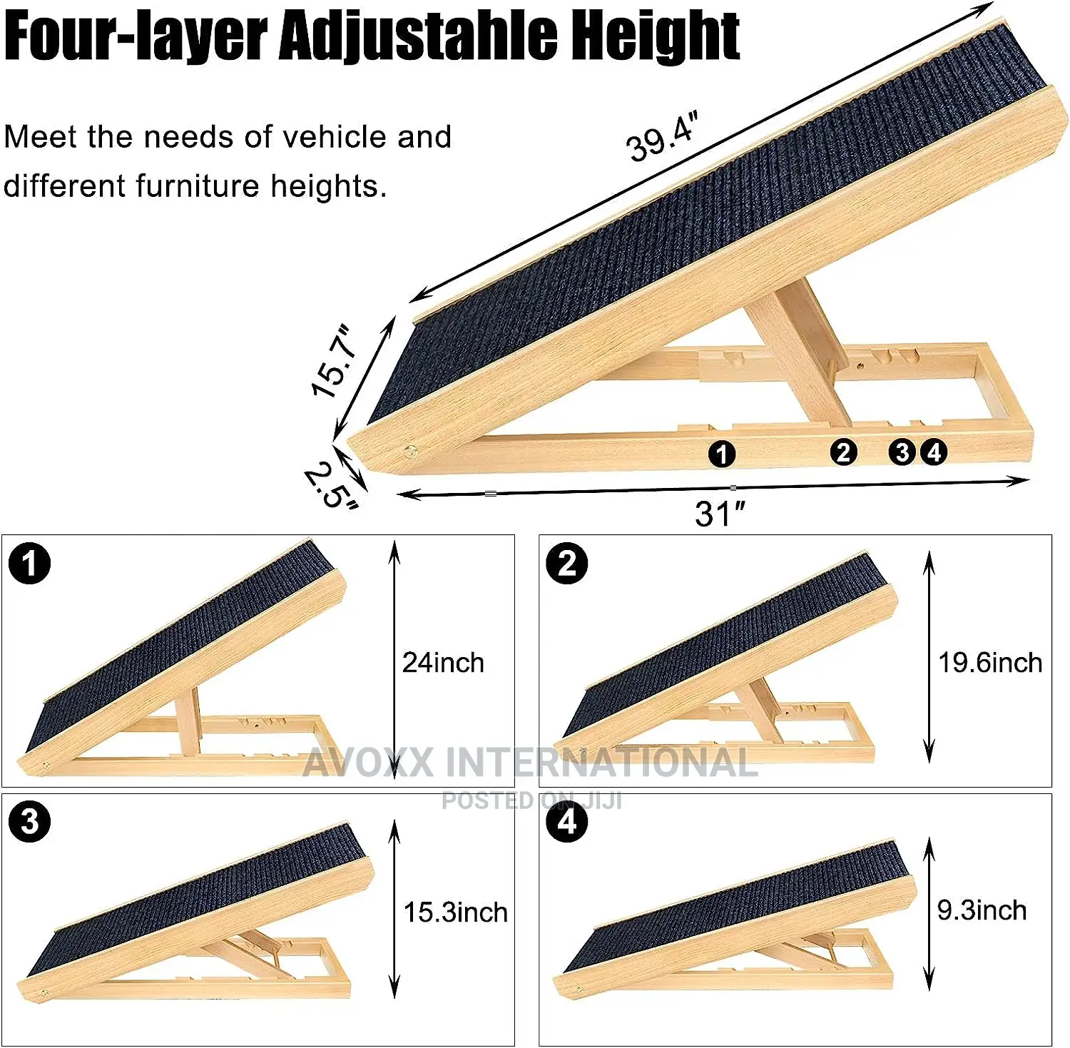 Senneny Wooden Adjustable Pet Ramp