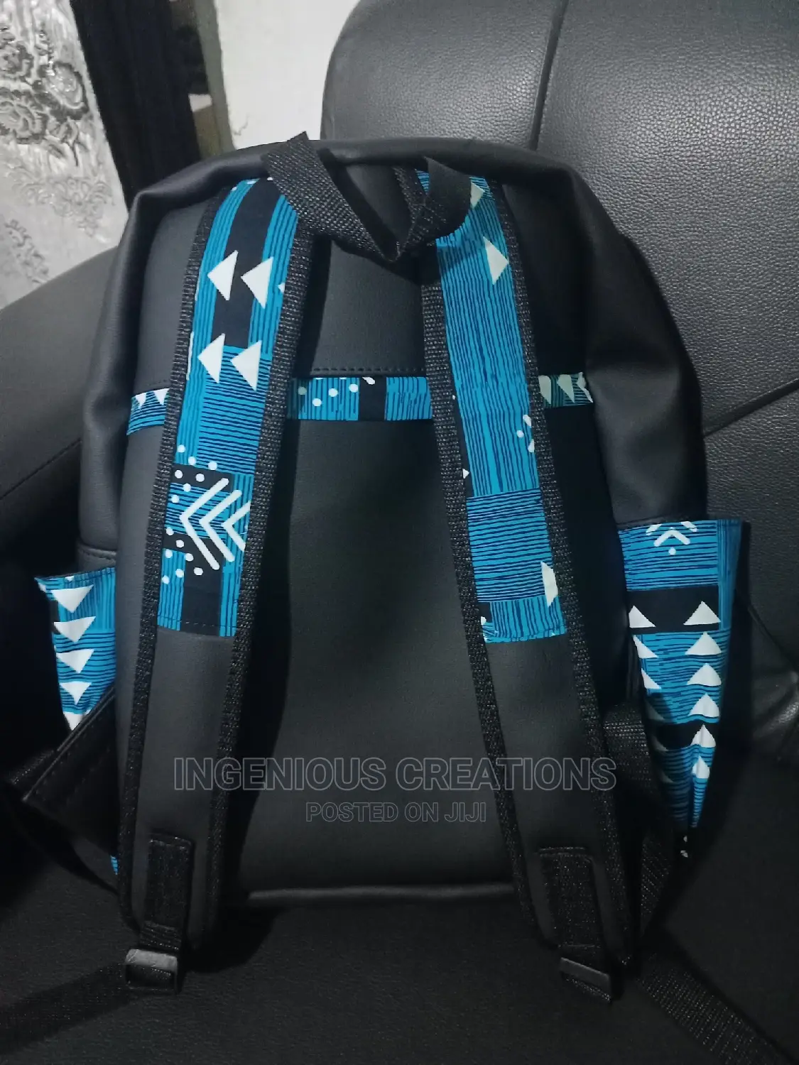Quality African Print/Leather Backpack