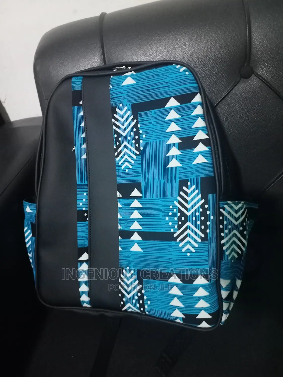 Quality African Print/Leather Backpack