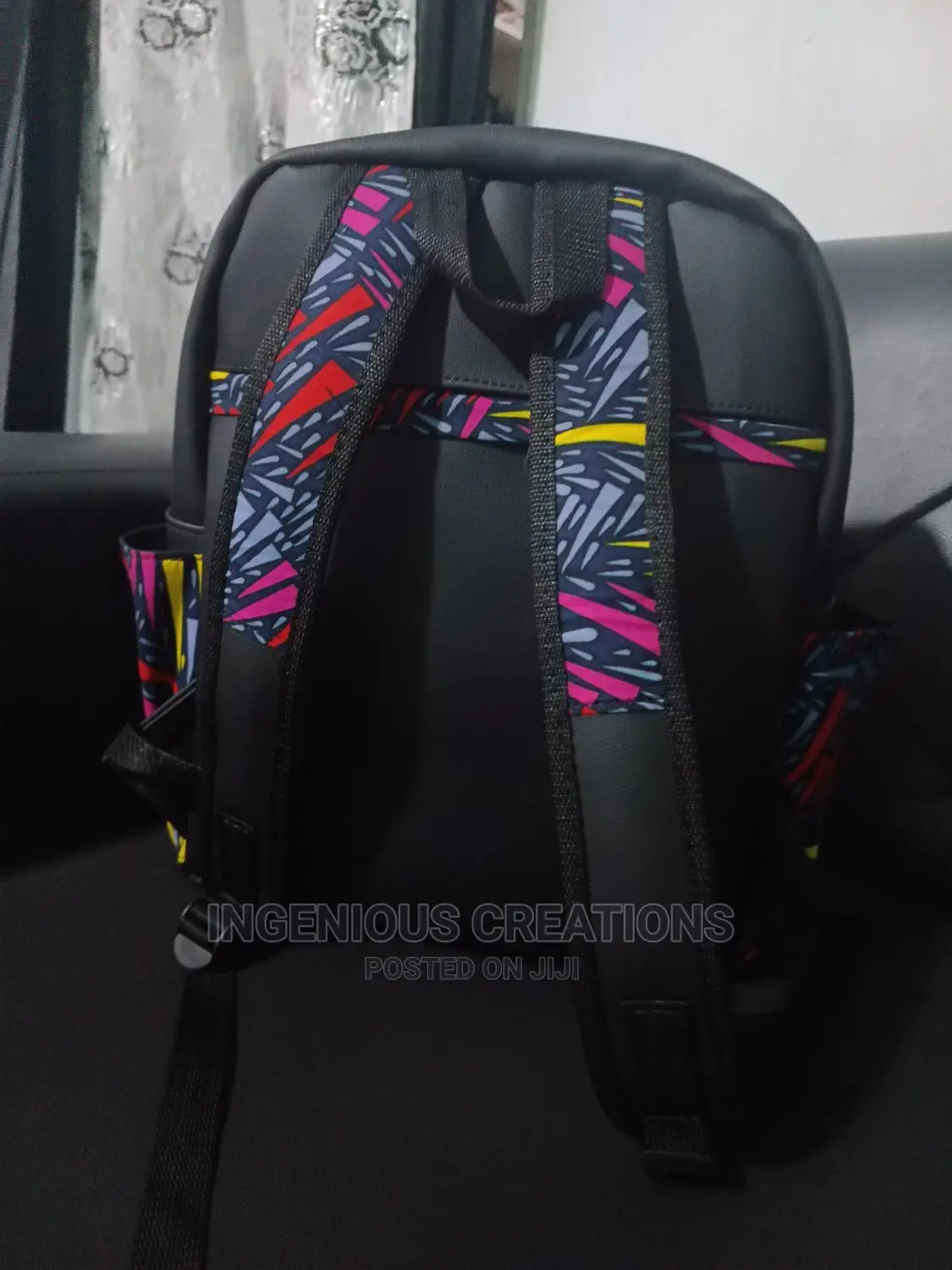 African Print /Leather Backpack