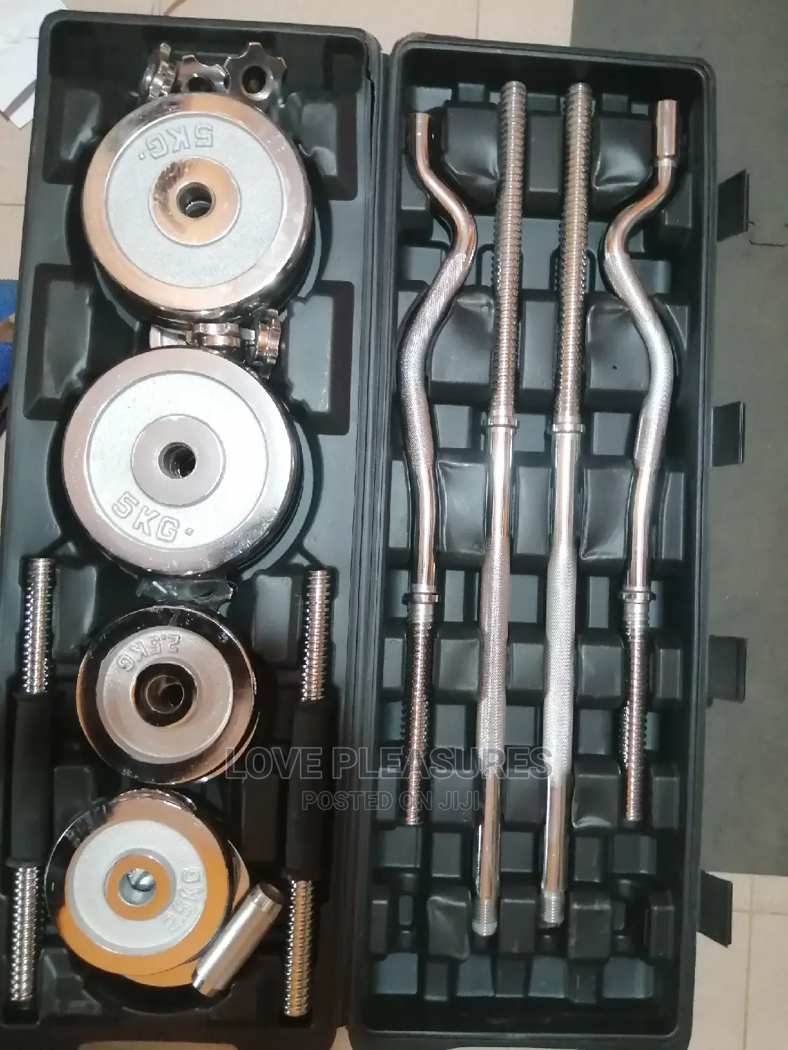 4 in 1 55kg Set of Adjustable Barbell and Dumbbell Set