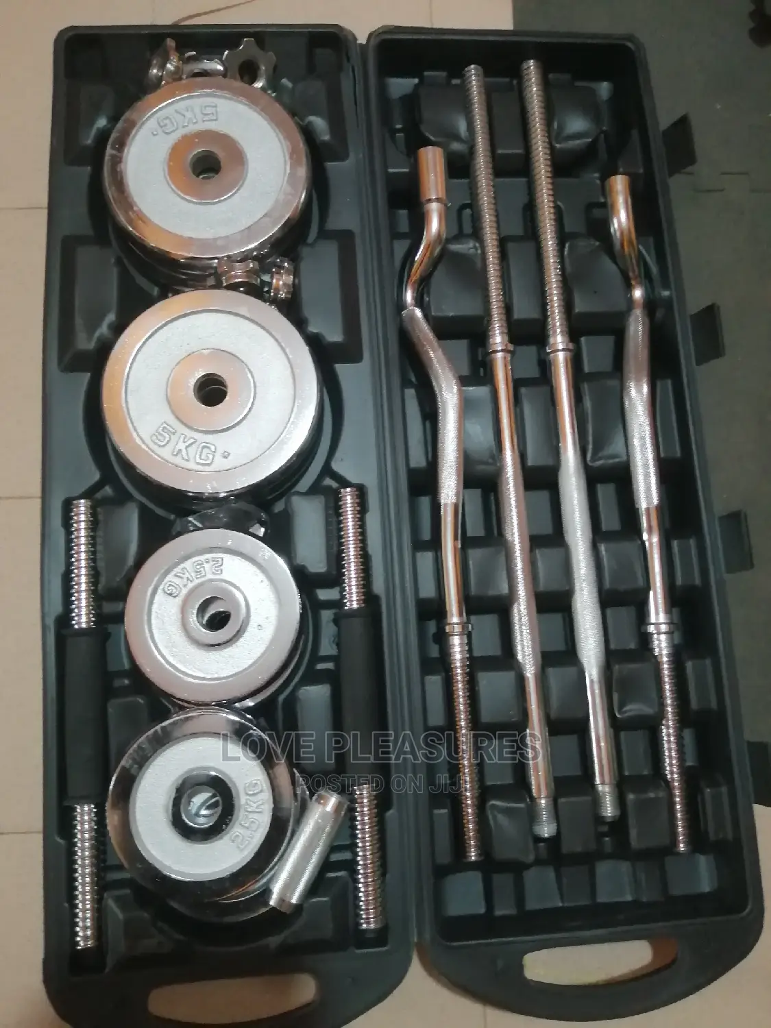 4 in 1 55kg Set of Adjustable Barbell and Dumbbell Set
