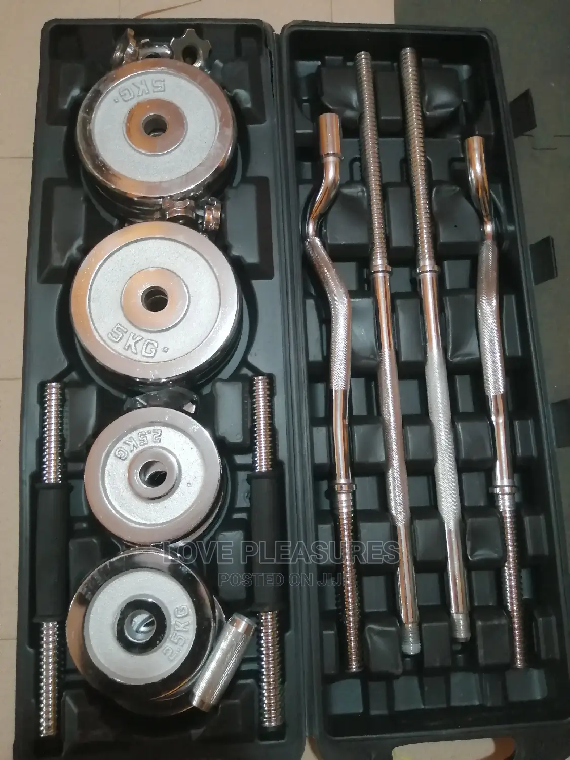 4 in 1 55kg Set of Adjustable Barbell and Dumbbell Set