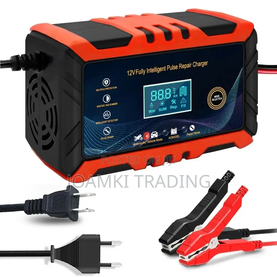 Car Battery Charger,12v Intelligent Pulse Repair LCD Display