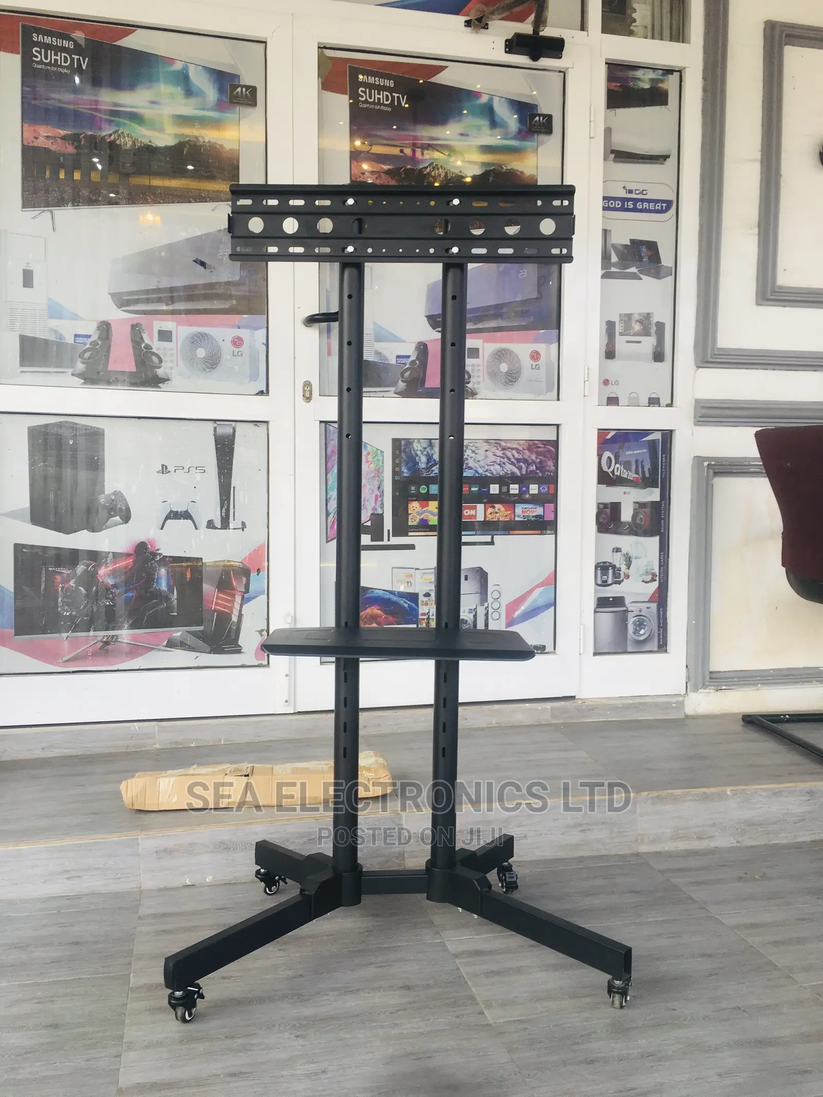 TV Trolley Stand, 37-70" TV Bracket With Shelf and Wheels