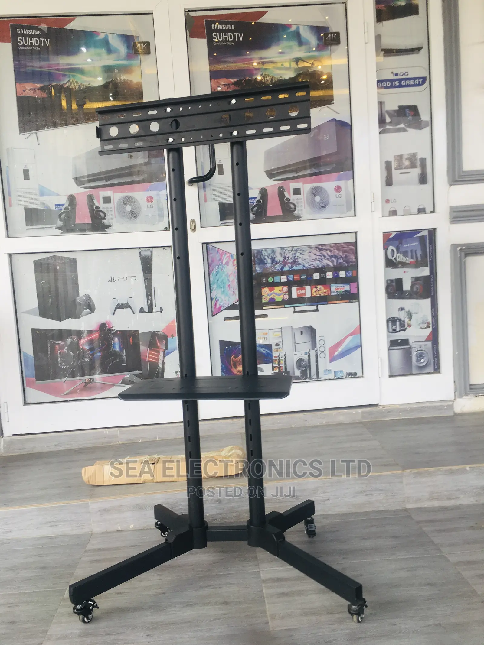 TV Trolley Stand, 37-70" TV Bracket With Shelf and Wheels