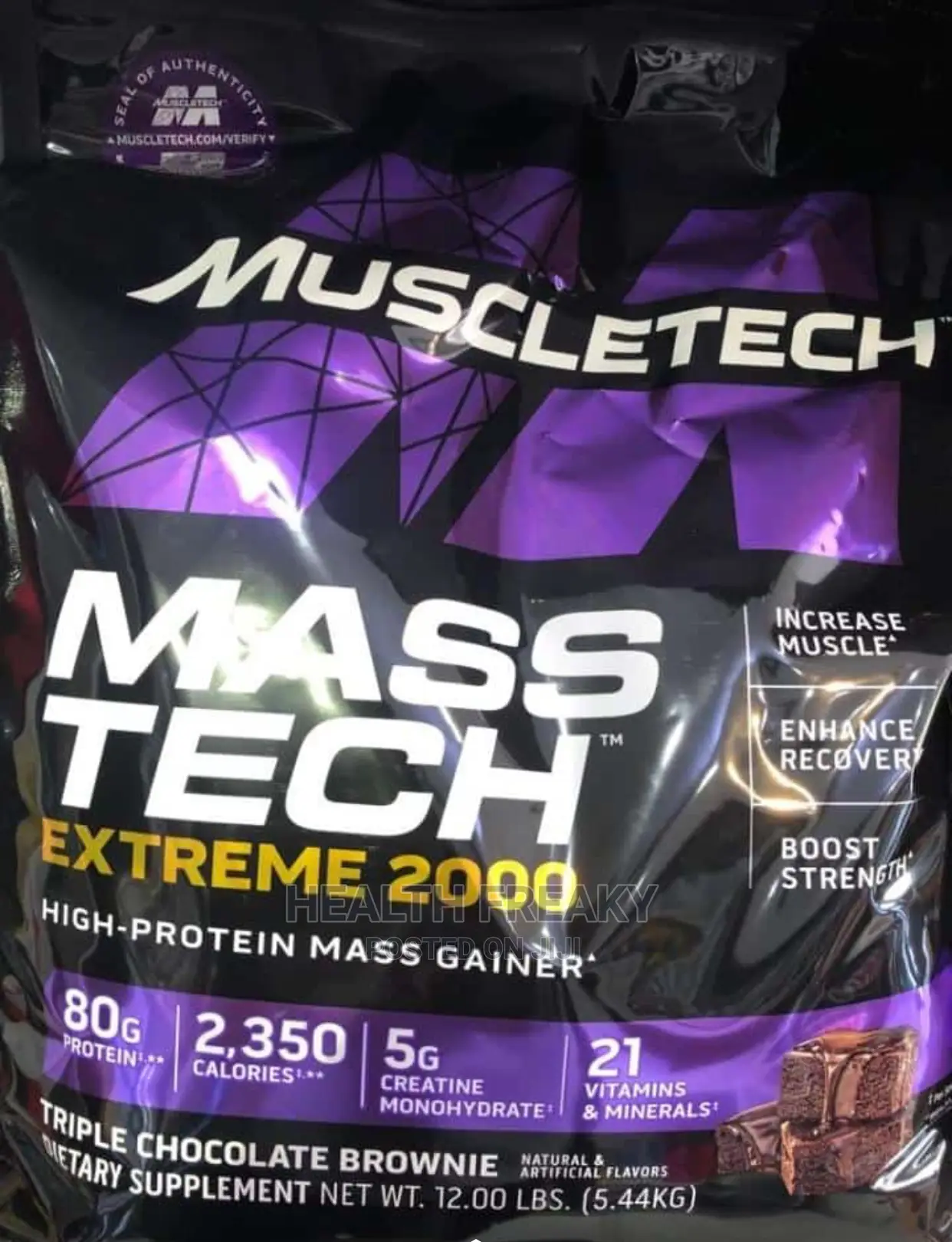 Masstech Extreme 2000 Mass Gainer Whey Muscle Builder 12lb
