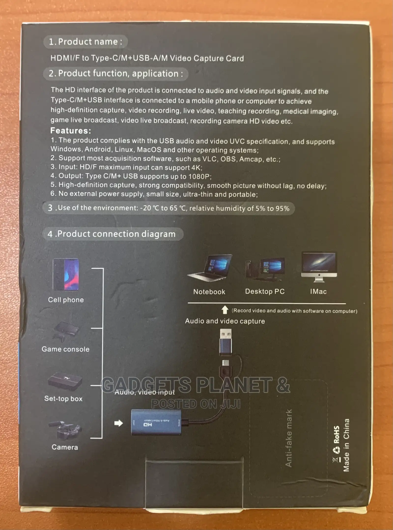 Usb-C/Usb-a to HDMI Video Capture Card - 2 in 1