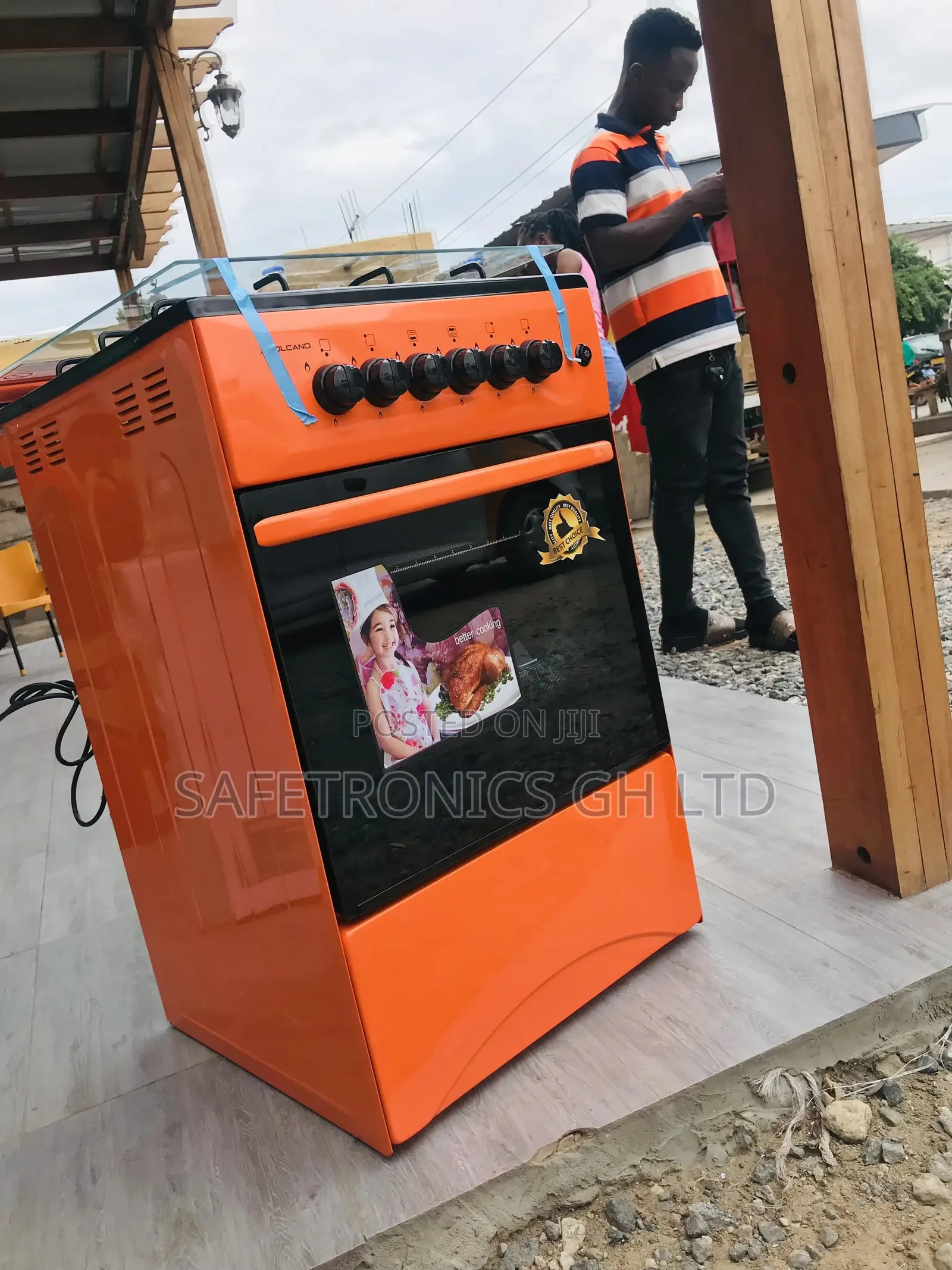 Gas Oven With Grill Volcano 4 Burner  50x50 Orange