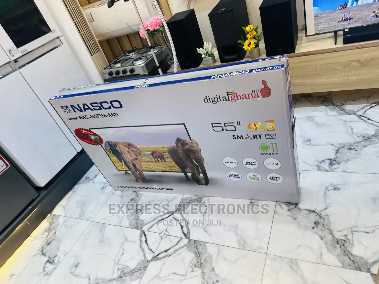 Glossy Black Slim Nasco 55” UHD Tv 