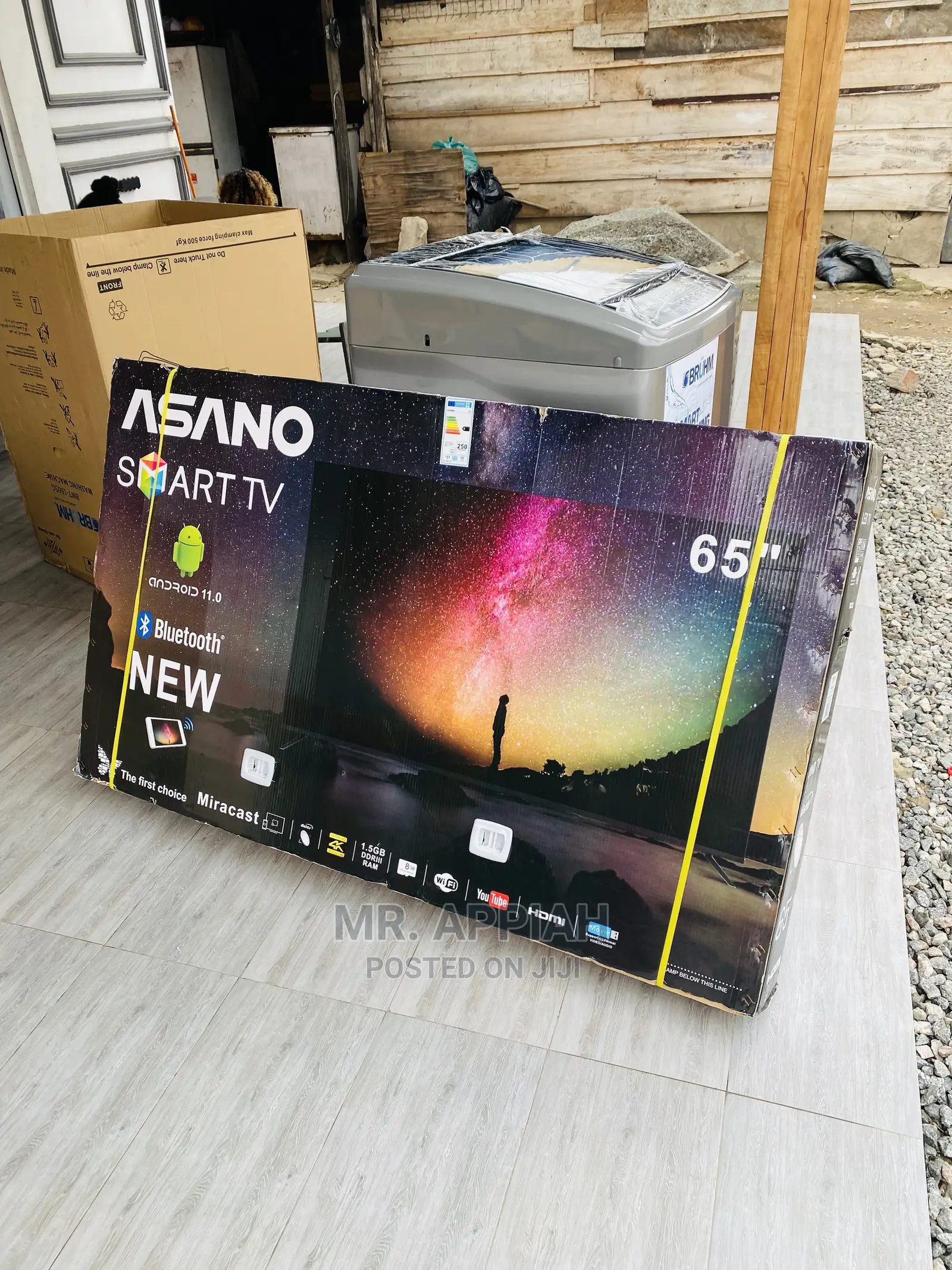 (Black).Original 65inch Asano Basic Black Uhd Smart LED Tv.