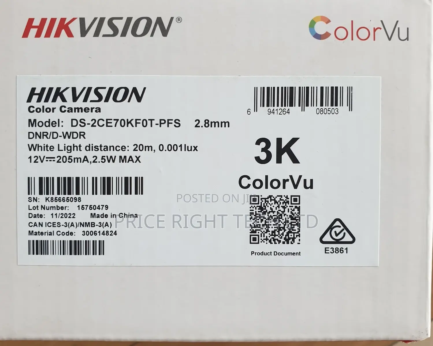 Hikvision Colorvu 5mp Analog Camera Ds-2ce70kf0t-PFS