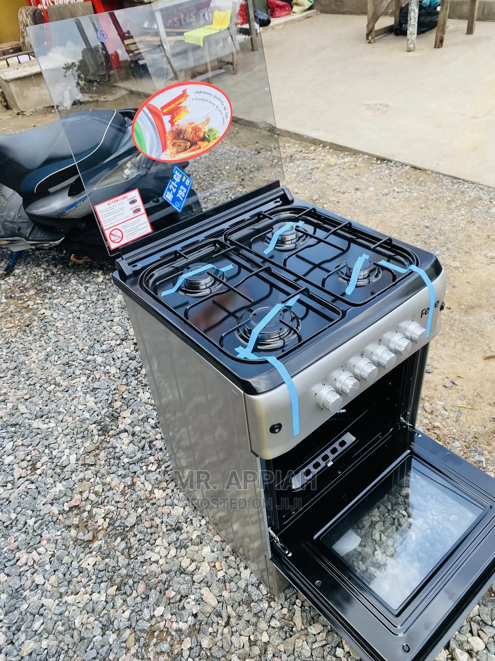 Long Lasting 50*55 Ferre 4 Burner Auto Ignition Cooker,Gray