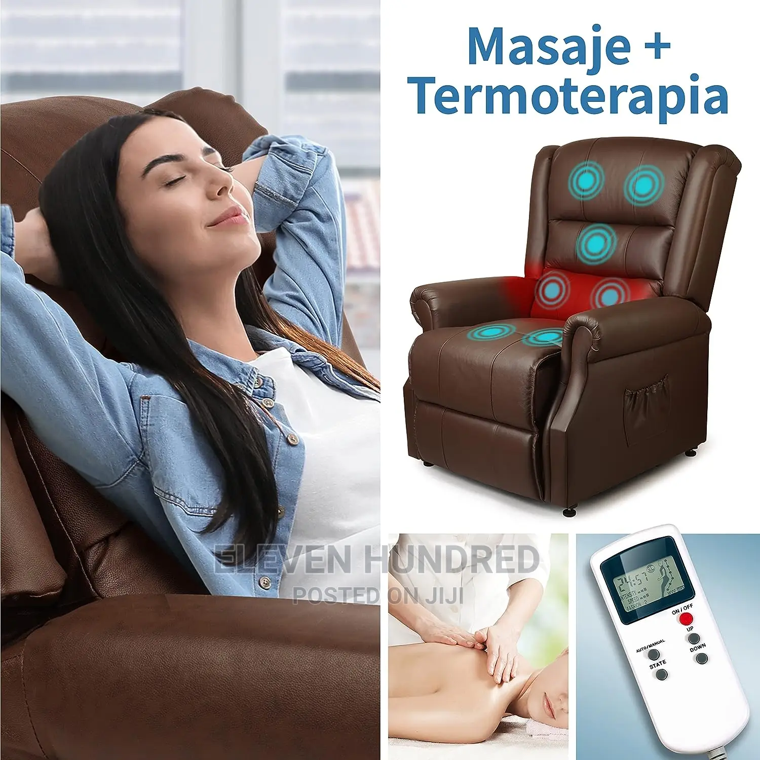 Recliner Electric Power Lift Massage Leather Riser Chair