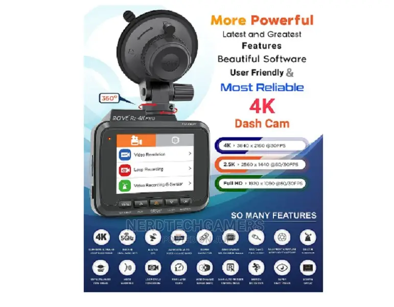 Rove R2- Pro Dash Cam, Built-in Gps, 5g Wifi Dash Camera
