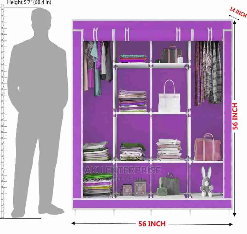 4 Doors 12 Shelves Collapsible Wardrobe