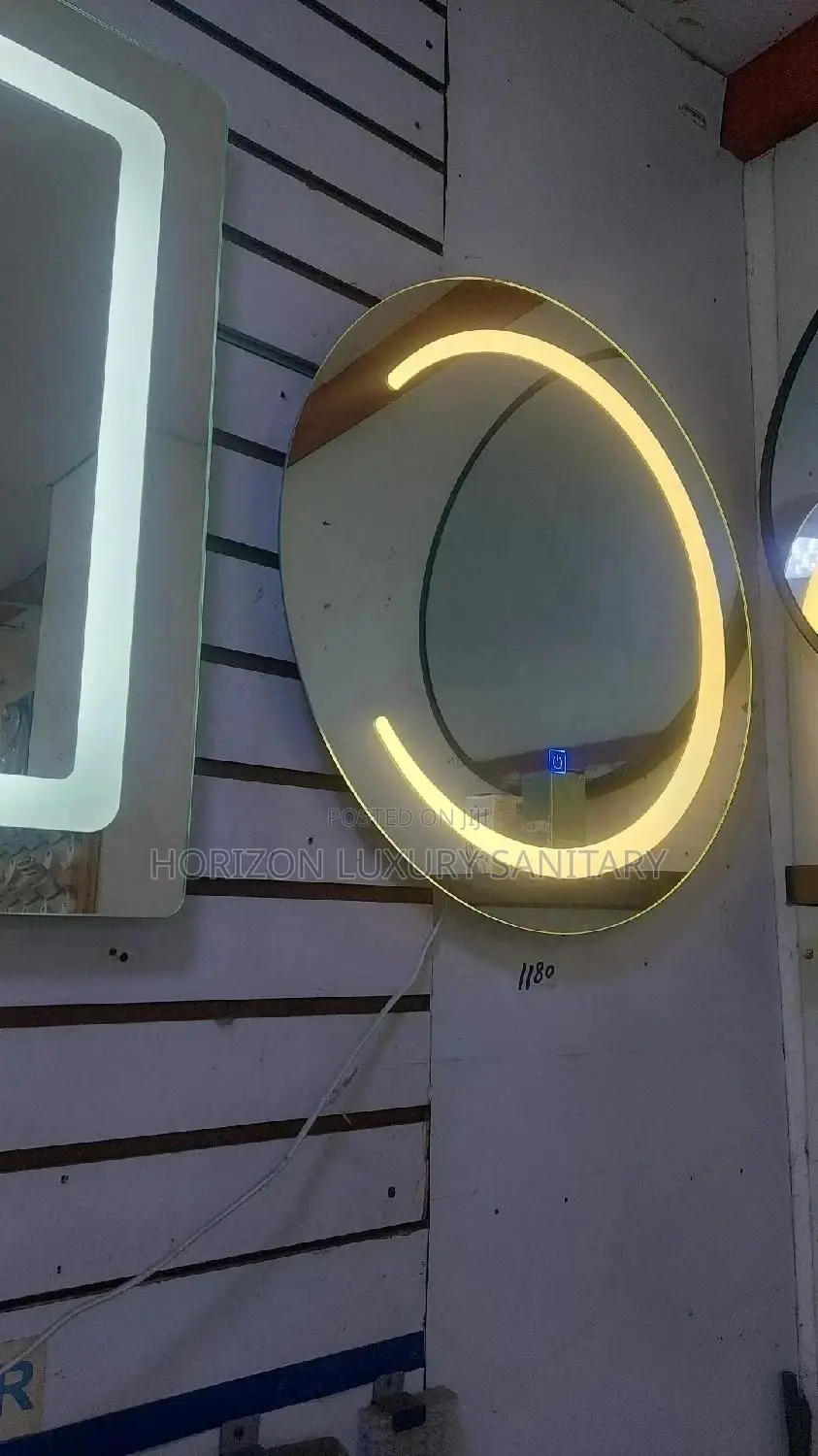 Round Mirror With Warm LED Light