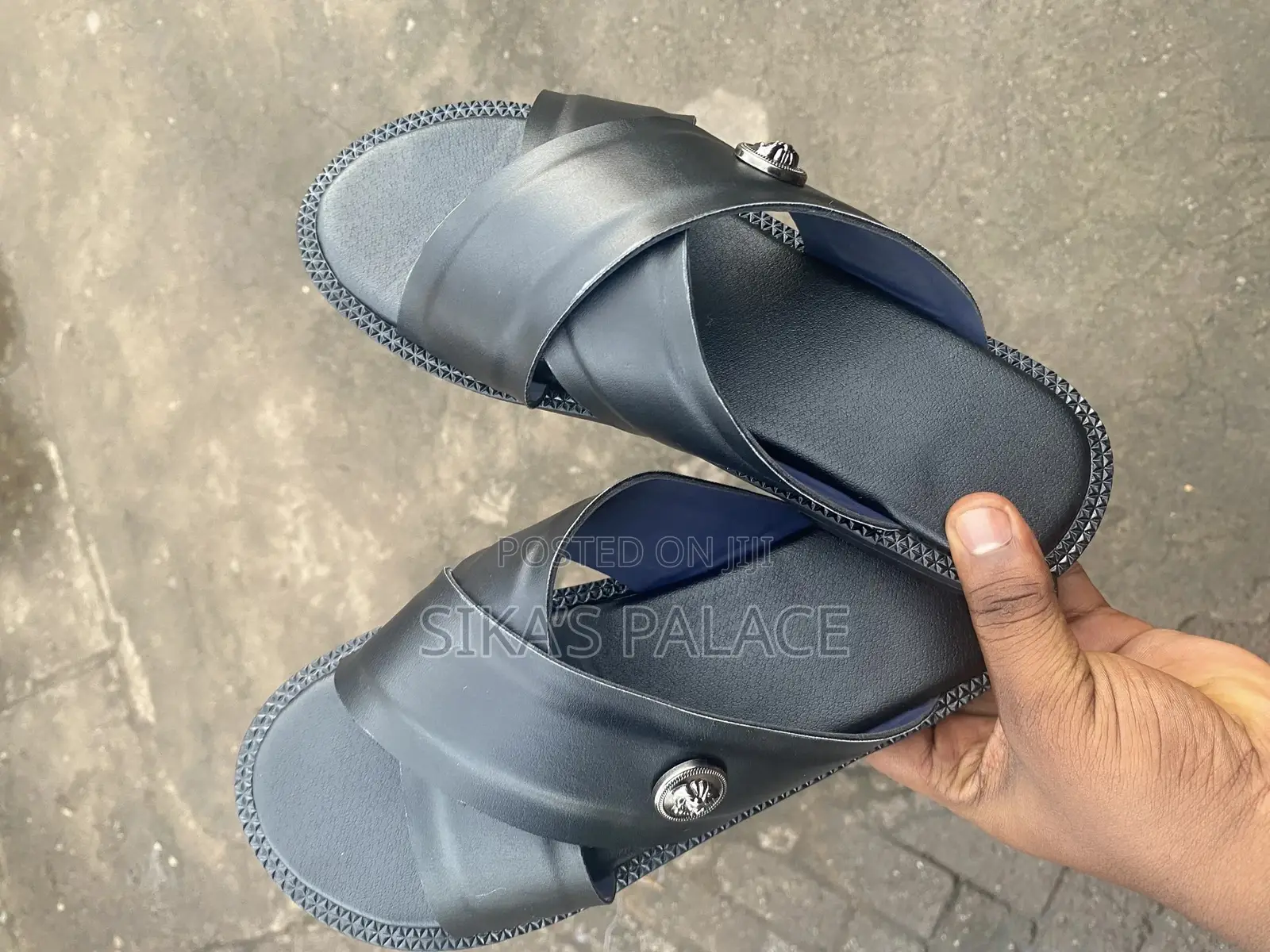 Black Leather Slippers