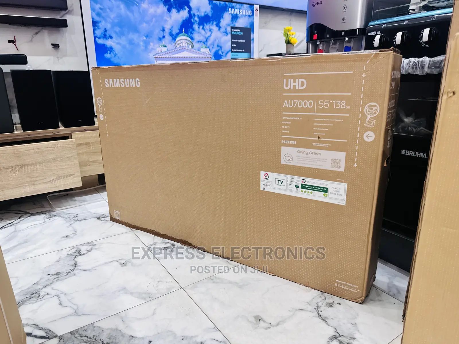 Crystal Uhd Smart Samsung Ua55”Au7092 Glossy Black Tv