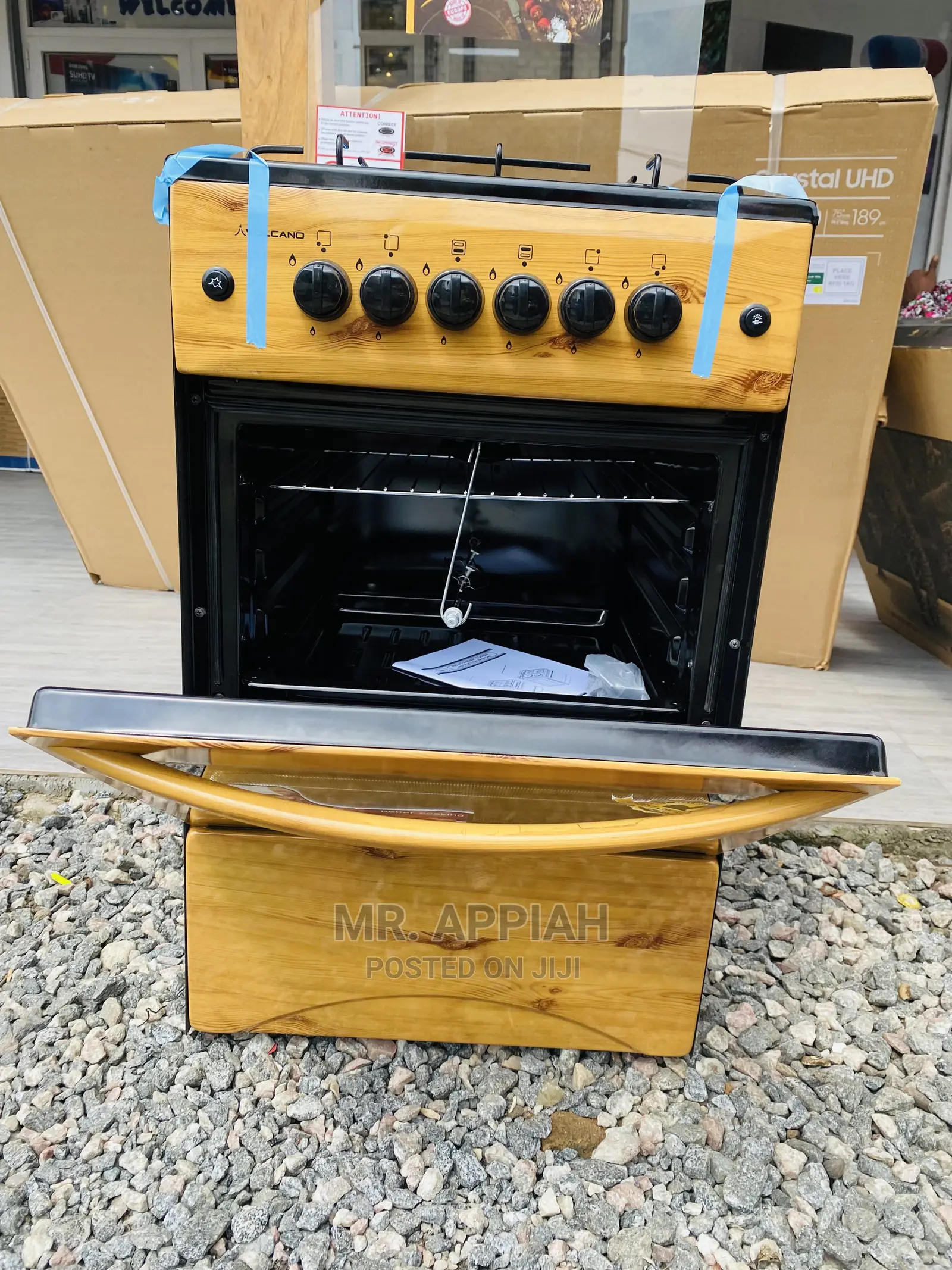 Volcano Wooden 4 Burner Gas Cooker With Oven(Ignition)