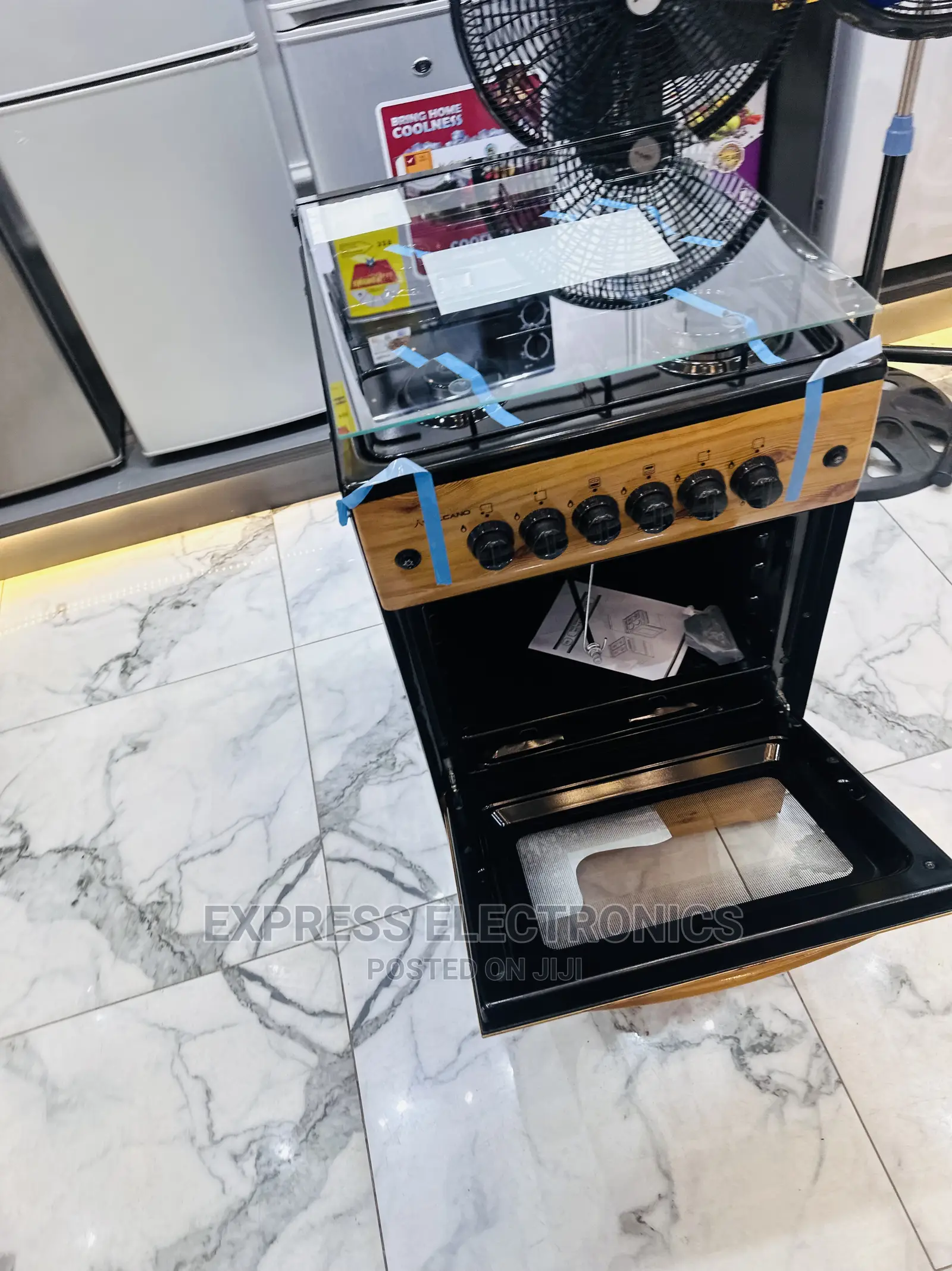 Blue Flame  Light Wooden Gas Cooker 4b Ignition