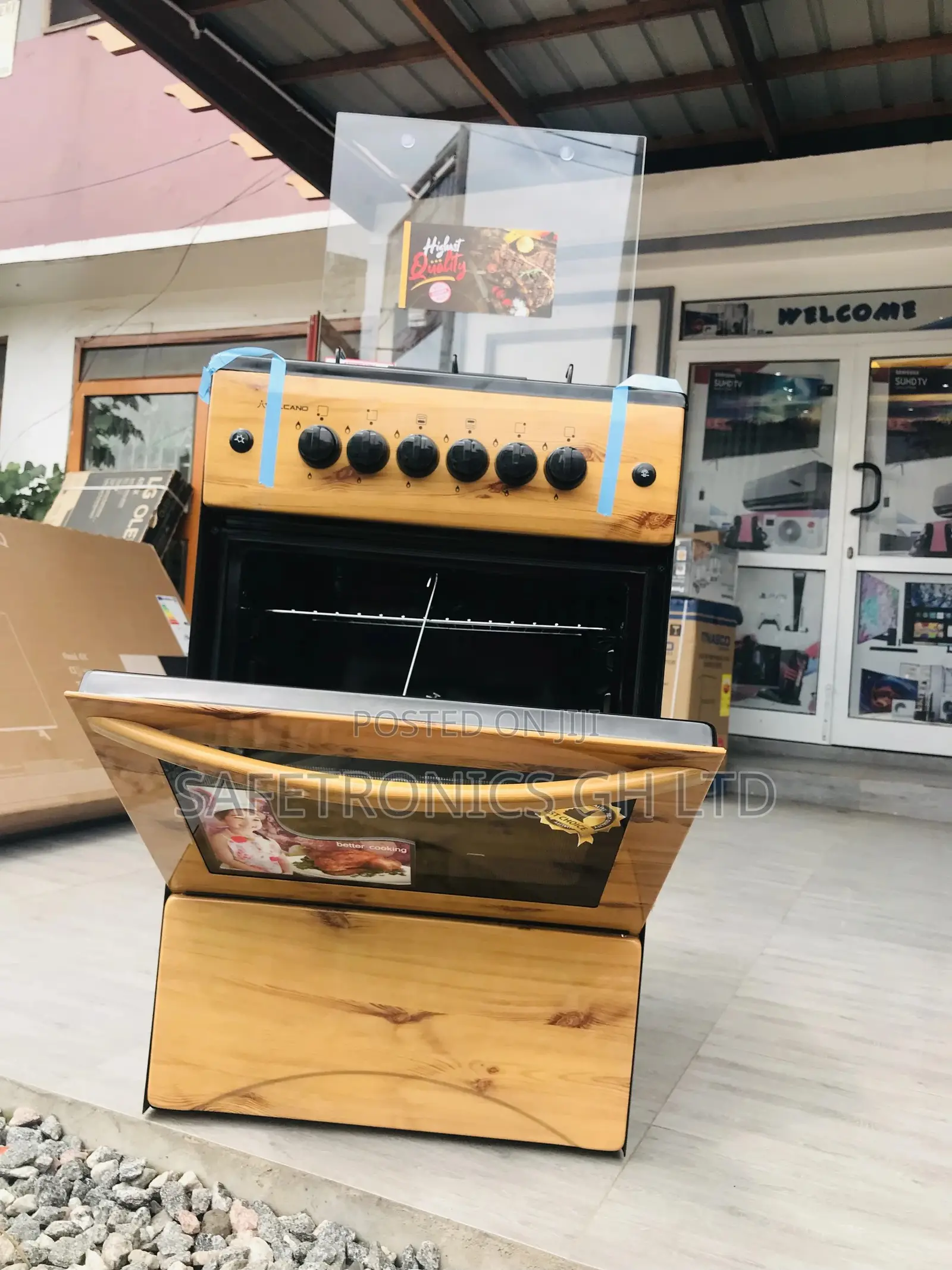 Oven With Grill Volcano 4 Gas Burner Light Wooden