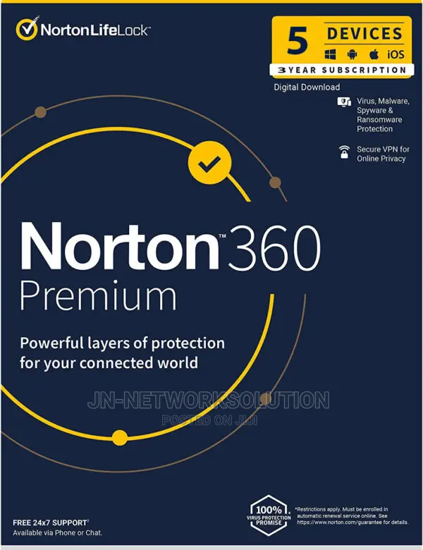 Norton 360 Premium 5 Devices 3 Year Windows/Mac/Android/Ios