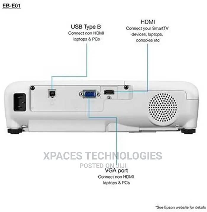 Epson EB-E01 XGA Projector Brightness: 3300lm With HDMI Port