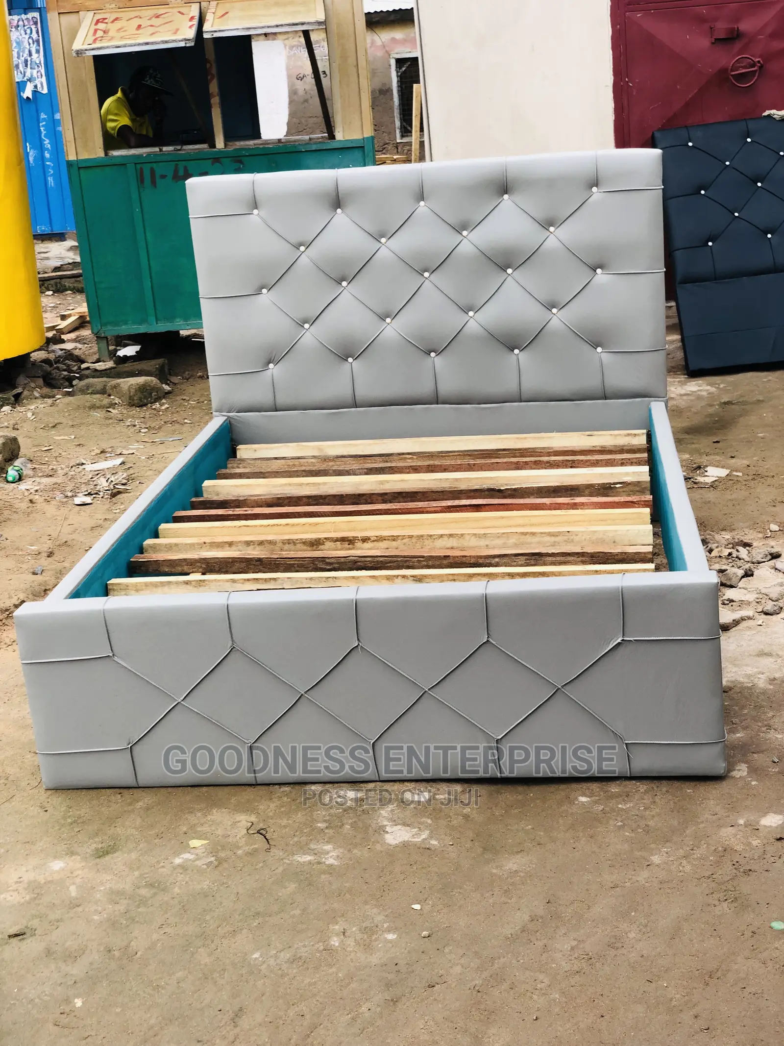 Gray Leather 60/80 Bed Frame