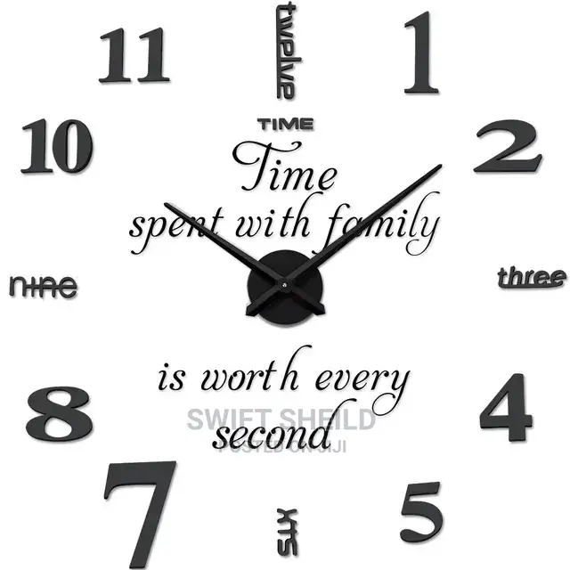 3d Wall Clock 120 Cm. (Time Spent With Family Design)