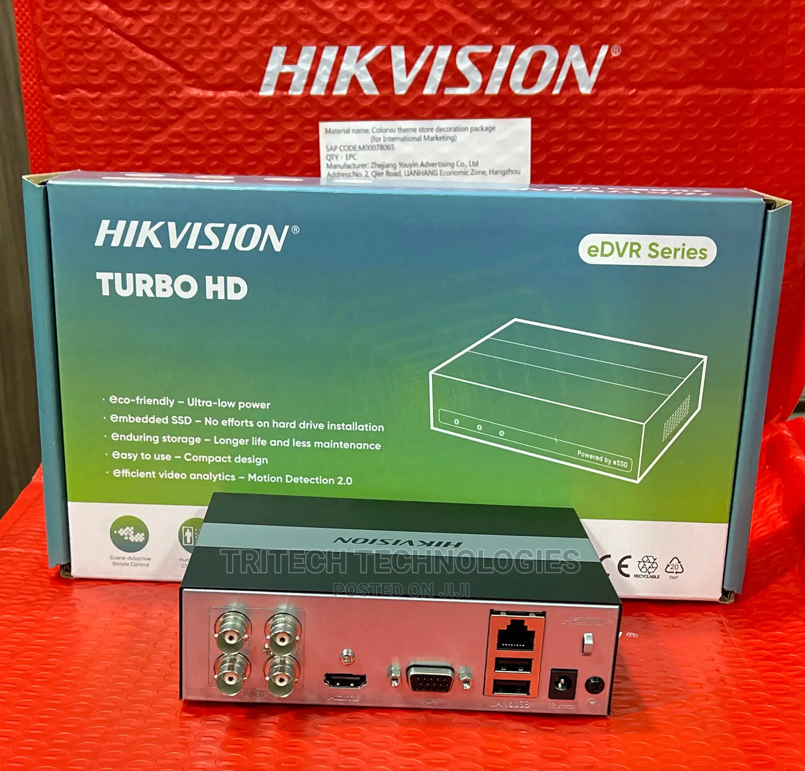 Hikvision 4ch DVR 2mp EDVR (1080P) With 1tb SSD HDD