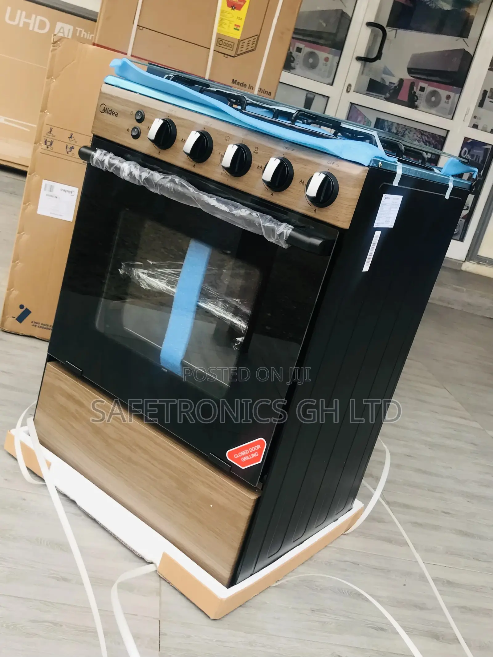 (BMG6060-WD) Midea 4 Gas Cooker Oven With Grill Wooden
