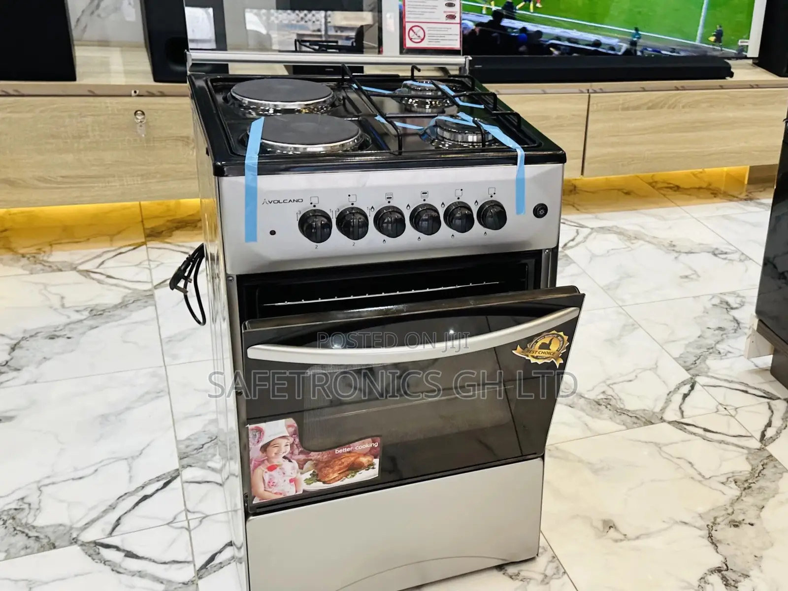 2 Electric 2 Gas Cooker Oven With Grill 50x50 Volcano Sliver