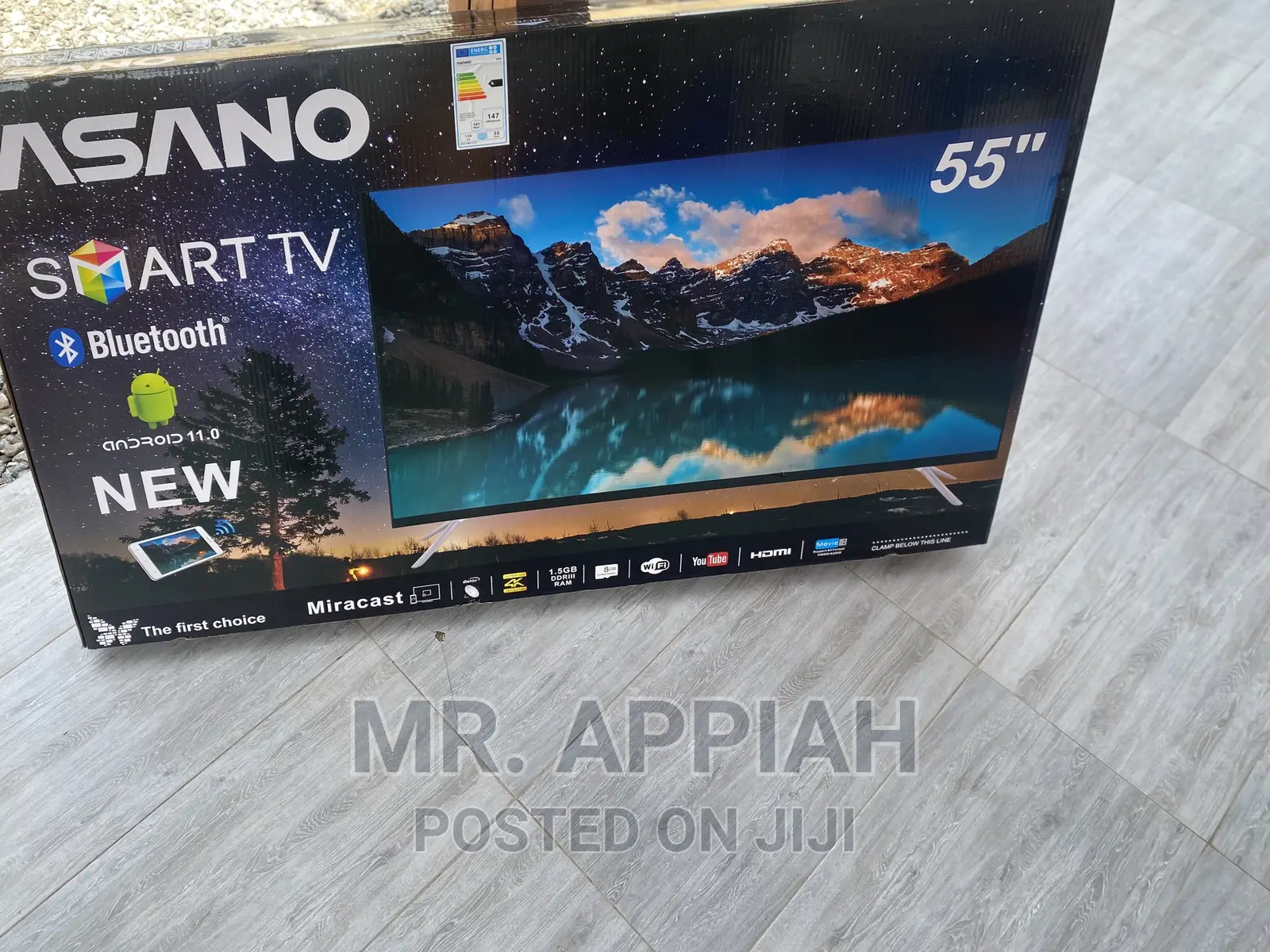 New 55 Inch Asano Uhd Smart Bluetooth Tv(Black)