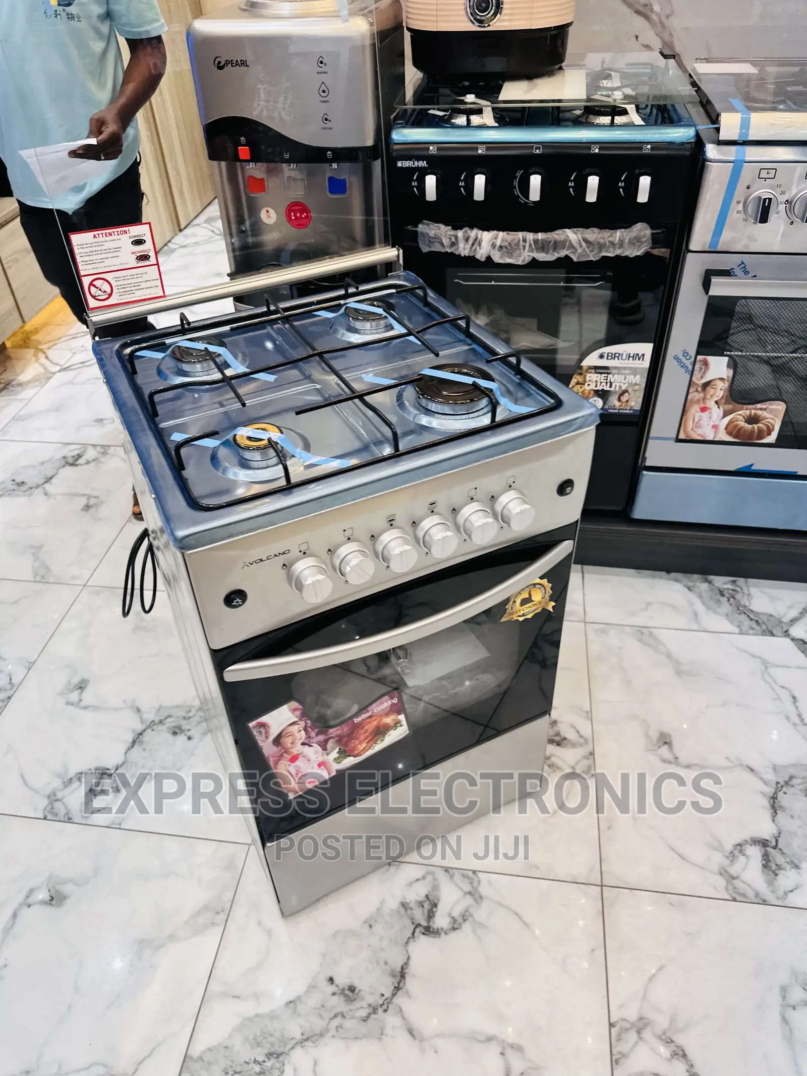 Automatic Ignition System 4burner Sliver 50/50 Cooker Oven